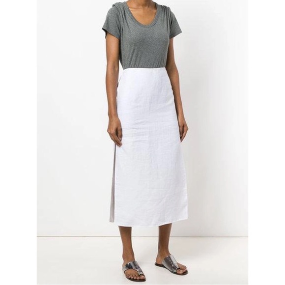 Theory Dresses & Skirts - Theory Double-Face Linen Blend Slit Skirt Ivory Size 4
